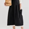 tablier en coton et lin pour femmes, dos croisé, pour travaux ménagers japonais, enveloppe de cuisson avec poche, robe de fleuriste, couleur unie, tablier de cuisine de jardin