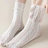 3 paires kawaii filles chaussettes mignonnes printemps été maille évider femmes chaussettes couleur unie femme harajuku rétro vintage longues chaussettes