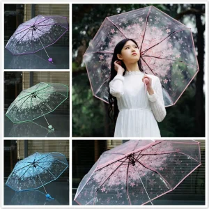 Parapluie Transparent pour femmes, pliable, Design marguerite, coupe-vent, imperméable, Portable, mignon, fleur, PVC, pour filles Parapluie Transparent pour femmes, pliable, Design marguerite, coupe-vent, imperméable, Portable, mignon, fleur, PVC, pour filles