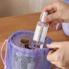 pochette de rangement à cordon de serrage en maille de nylon, pochette de voyage et d'activités de plein air polyvalente pour produits numériques, trousse de maquillage