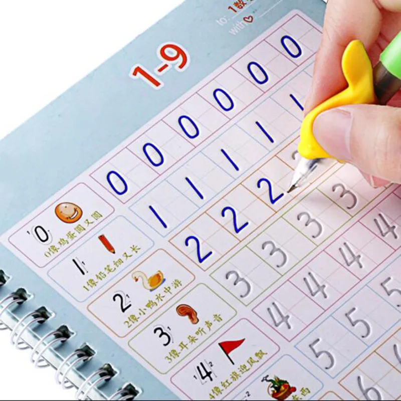 Cahier d’écriture magique pour enfants avec autocollants, jouets de calligraphie Montessori, cahier anglais, nettoyage et stylos, 1 ensemble, 4 pièces Cahier d’écriture magique pour enfants avec autocollants, jouets de calligraphie Montessori, cahier anglais, nettoyage et stylos, 1 ensemble, 4 pièces