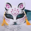 masques renards kitsune peints à main, accessoires costume fête d'halloween, anime japonais, cosplay, avec