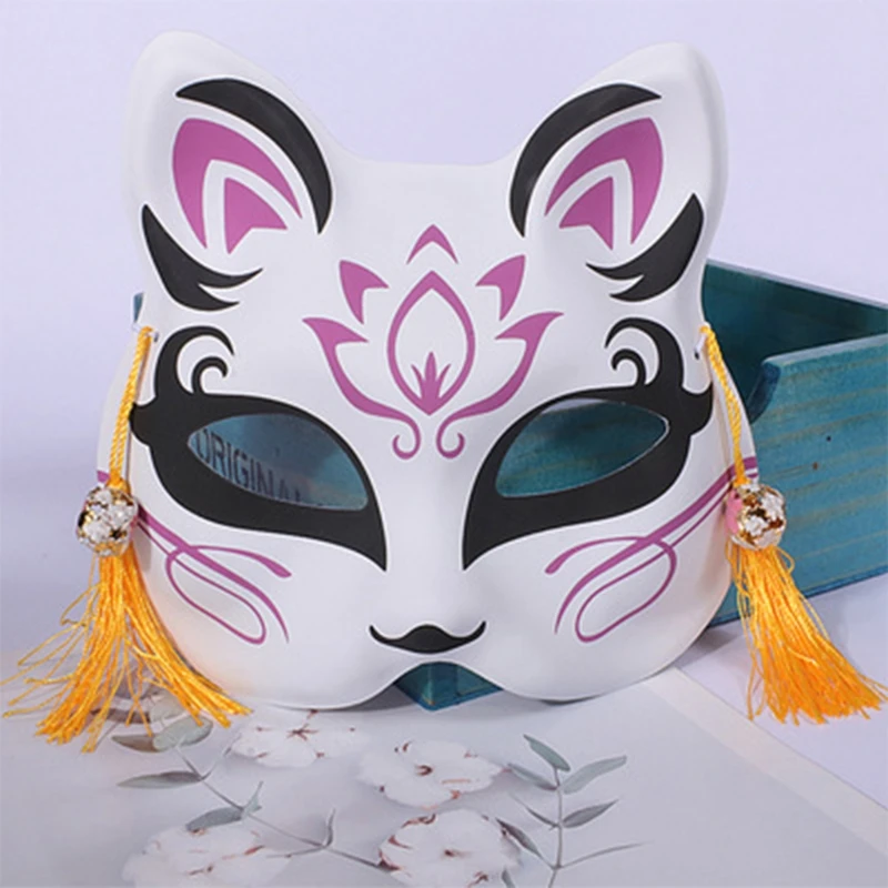 masques renards kitsune peints à main, accessoires costume fête d'halloween, anime japonais, cosplay, avec masques renards kitsune peints à main, accessoires costume fête d'halloween, anime japonais, cosplay, avec