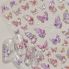 autocollants pour ongles papillon japonais 5d, 1 pièce, kawaii, coquille à paillettes de luxe, aurore, décorations pour nail art, décalcomanies, feuille coulissante pour manucure à faire soi même