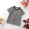 chemise rayée à la mode pour enfants, chemise rouge pour bébés, garçons et filles, t shirts en vrac, vêtements pour filles de 0 à 8 ans, 2025