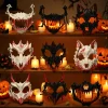 masques sanglants demi visage d'halloween, masque de fête de crâne d'anime, accessoire squelette féroce tigre fourchette de nuit tengu homme loup cosplay décor de fête