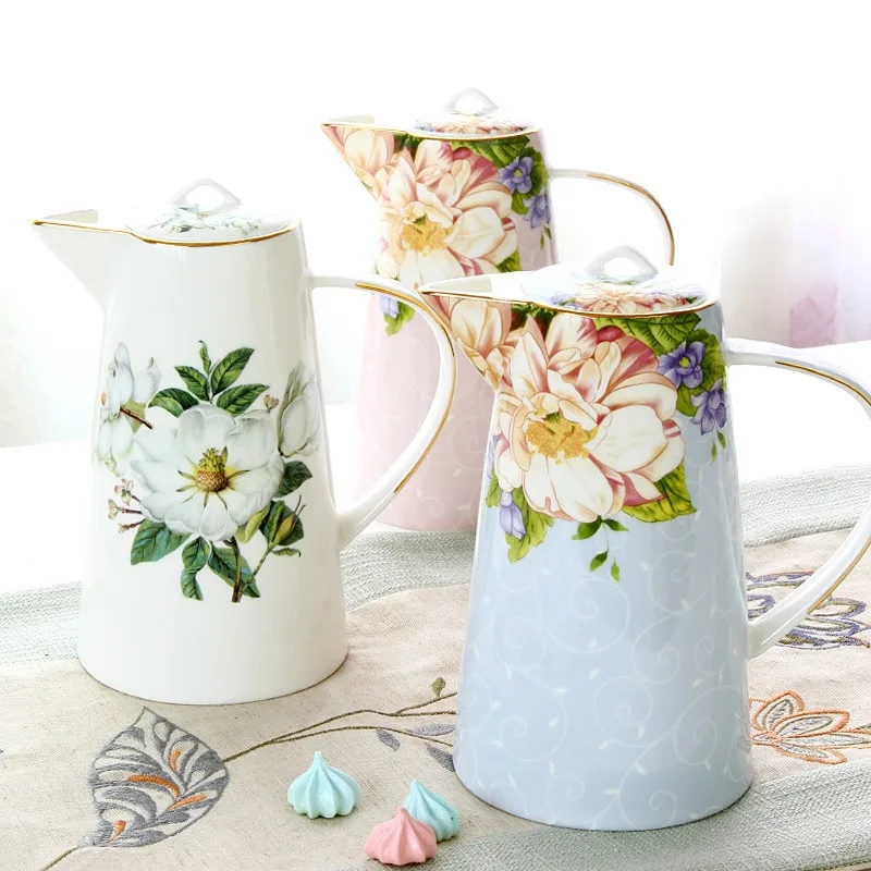 théière européenne en porcelaine osseuse, ensemble de tasses à thé anglais de l'après midi, cafetière en porcelaine de haute qualité, bouilloire résistante à la chaleur, 1000ml théière européenne en porcelaine osseuse, ensemble de tasses à thé anglais de l'après midi, cafetière en porcelaine de haute qualité, bouilloire résistante à la chaleur, 1000ml