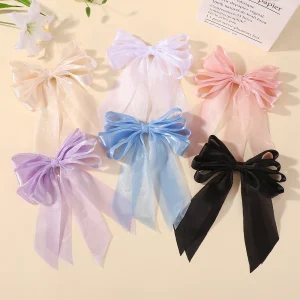 Pinces à cheveux en Organza noir avec gros nœud, 1 pièce, accessoires pour cheveux doux et Cool pour filles, pinces à cheveux queue de cheval Pinces à cheveux en Organza noir avec gros nœud, 1 pièce, accessoires pour cheveux doux et Cool pour filles, pinces à cheveux queue de cheval