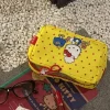 sac de maquillage en toile avec chat mignon, pochette à cosmétiques de grande capacité pour filles de style japonais