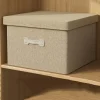 Boîte de rangement de Style japonais, type tiroir, boîte d&rsquo;organisation couverte Durable, tissu en coton et lin avec couvercle, bacs pliables pour chambre d&rsquo;enfants