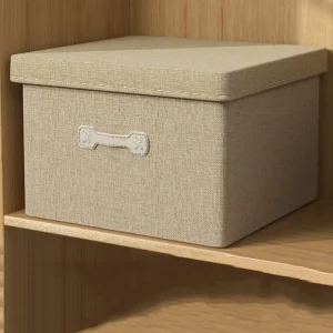 Boîte de rangement de Style japonais, type tiroir, boîte d&rsquo;organisation couverte Durable, tissu en coton et lin avec couvercle, bacs pliables pour chambre d&rsquo;enfants
