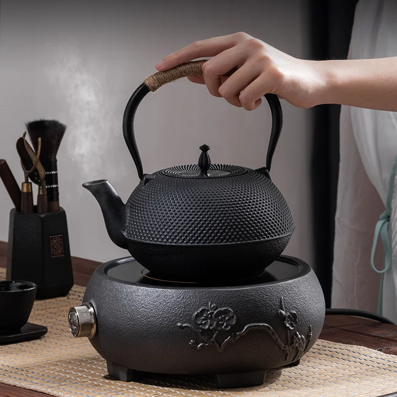 gianghts théière en fonte, pot unique, réchaud de camping, brassage du thé, séparation de l'eau, tasse à thé, accessoires de service à thé gianghts théière en fonte, pot unique, réchaud de camping, brassage du thé, séparation de l'eau, tasse à thé, accessoires de service à thé