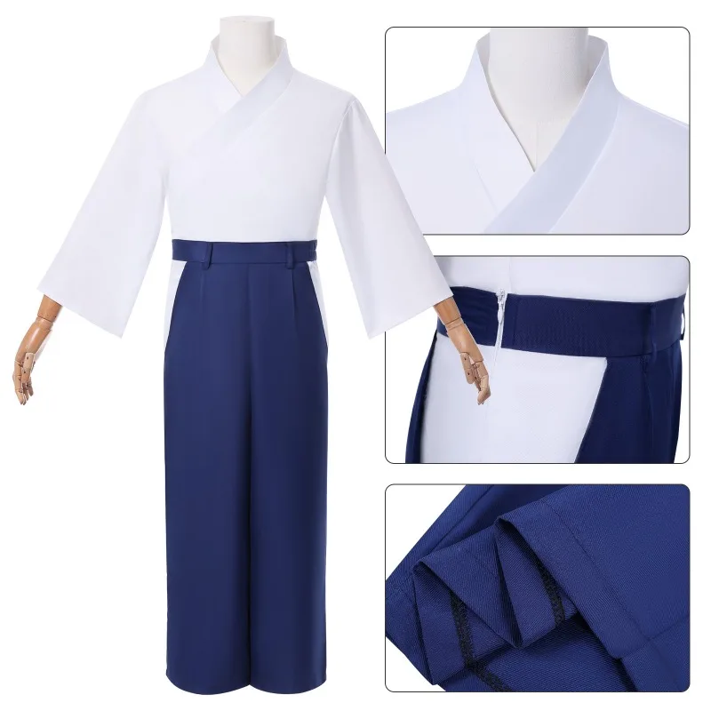 costume de cosplay onimaru, kimono japonais, haut blanc, pantalon bleu, ensemble complet, tenue de jeu de rôle takeshi pour hommes, fête d'halloween costume de cosplay onimaru, kimono japonais, haut blanc, pantalon bleu, ensemble complet, tenue de jeu de rôle takeshi pour hommes, fête d'halloween