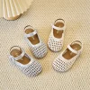 filles chaussures de plage tissage évidé enfants demi sandales style coréen 2025 été nouveaux enfants décontracté princesse chaussures doux à la mode
