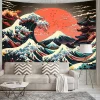 tapisserie murale japonaise réactive uv, grandes vagues, mont fuji, pour décoration de chambre, rideau esthétique, couverture, décoration murale de maison