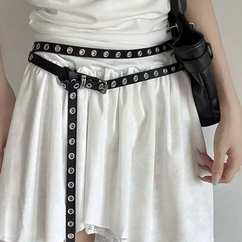 ceinture fine coréenne ins pour filles épicées, chaîne de taille, double cercle, nœud arbitraire, accessoires de robe pour femmes, nouvelle collection ceinture fine coréenne ins pour filles épicées, chaîne de taille, double cercle, nœud arbitraire, accessoires de robe pour femmes, nouvelle collection