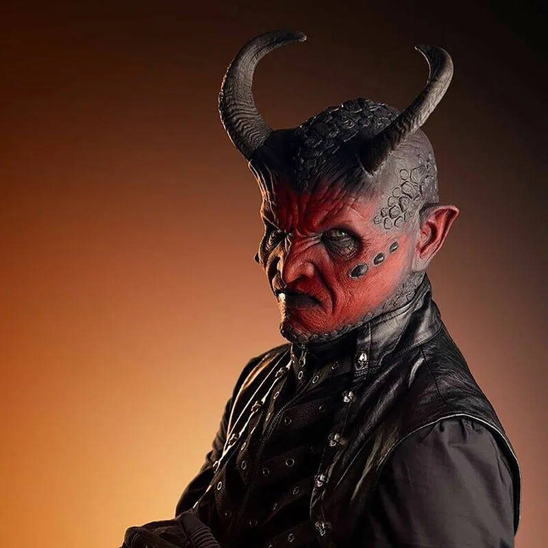 masque en latex de démon d'horreur pour halloween, jeu de rôle maléfique, cornes de bête, casque de spectacle, costume de fête de carnaval, masque accessoire pour adulte 2025 masque en latex de démon d'horreur pour halloween, jeu de rôle maléfique, cornes de bête, casque de spectacle, costume de fête de carnaval, masque accessoire pour adulte 2025