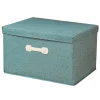 boîte de rangement de style japonais, type tiroir, boîte d'organisation couverte durable, tissu en coton et lin avec couvercle, bacs pliables pour chambre d'enfants