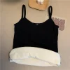 femmes hiver sous vêtements chauds couleur unie thermique décontracté vêtements de nuit sexy élasticité femme mince velours t shirt hauts sans manche