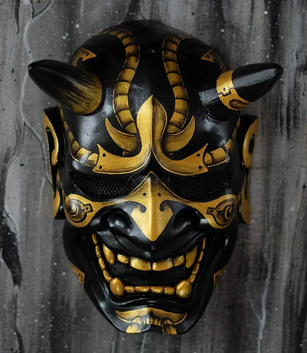 prajna masque fantôme d'horreur japonais en latex pour adulte, déguisement de samouraï, démon, oni, accessoire de carnaval d'halloween prajna masque fantôme d'horreur japonais en latex pour adulte, déguisement de samouraï, démon, oni, accessoire de carnaval d'halloween
