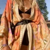 ayualin imprimé fleuri kimono cardigan longue blouse fer femmes nager couvrir été 2025 boho caftan plage femme blouses robes
