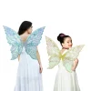 ailes de fée papillon colorées, bretelles élastiques en organza scintillant, ailes de cosplay dégradées, ailes d'elfe transparentes faites à la main, costume