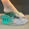 Sandales à talons hauts pour femmes, chaussures d’été en gelée, pantoufles plates, tongs de maison, sandales rétro d’extérieur, pantoufles transparentes Sandales à talons hauts pour femmes, chaussures d’été en gelée, pantoufles plates, tongs de maison, sandales rétro d’extérieur, pantoufles transparentes