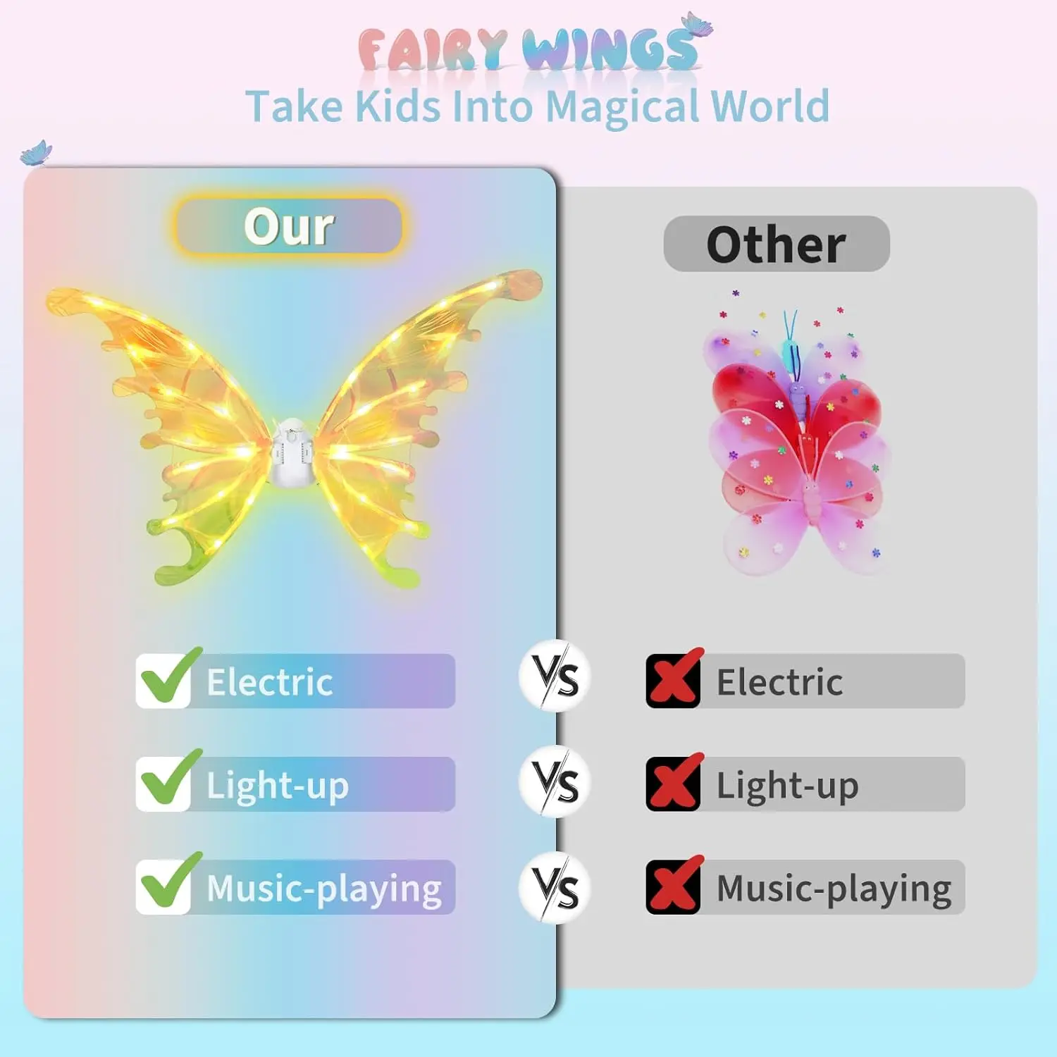 ailes de papillon pour filles, ailes de fée, musique pour anniversaire, halloween, fête de noël, costume de princesse, jeu de rôle, cadeau habillé ailes de papillon pour filles, ailes de fée, musique pour anniversaire, halloween, fête de noël, costume de princesse, jeu de rôle, cadeau habillé