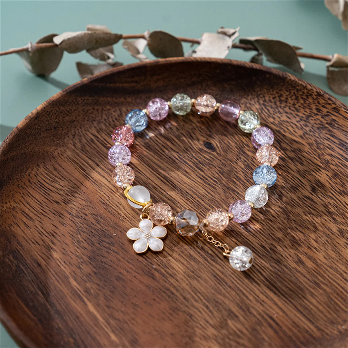 Bracelets bohème tendance avec pendentif en perles de cristal colorées pour femmes, bijoux de fête de mariage en fleurs de cerisier Bracelets bohème tendance avec pendentif en perles de cristal colorées pour femmes, bijoux de fête de mariage en fleurs de cerisier