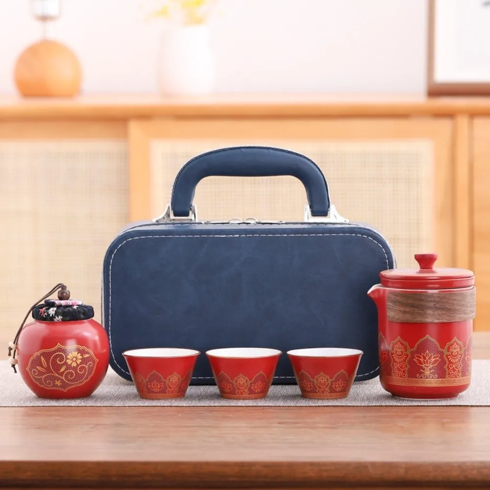service à thé de voyage en céramique avec boîte de protection avec boîte, coffret cadeau de thé portable en porcelaine de style chinois, service à thé service à thé de voyage en céramique avec boîte de protection avec boîte, coffret cadeau de thé portable en porcelaine de style chinois, service à thé