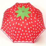 Parapluie pliable à motif de fraise, Ultra léger, mignon, décoratif, manuel, adapté aux étudiantes et aux femmes, 1 pièce Parapluie pliable à motif de fraise, Ultra léger, mignon, décoratif, manuel, adapté aux étudiantes et aux femmes, 1 pièce
