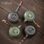 Pot à poignée latérale en fer doré japonais, Pot simple en céramique domestique, guidon, petite théière, service à thé Kung Fu, bouilloire à thé Pot à poignée latérale en fer doré japonais, Pot simple en céramique domestique, guidon, petite théière, service à thé Kung Fu, bouilloire à thé