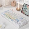 capuchons de touches de clavier mécanique, dessin animé chiikawa, kawaii, rond, mignon, hachiware, axe transversal, clé de remplacement, hauteur moa, matériau pbt