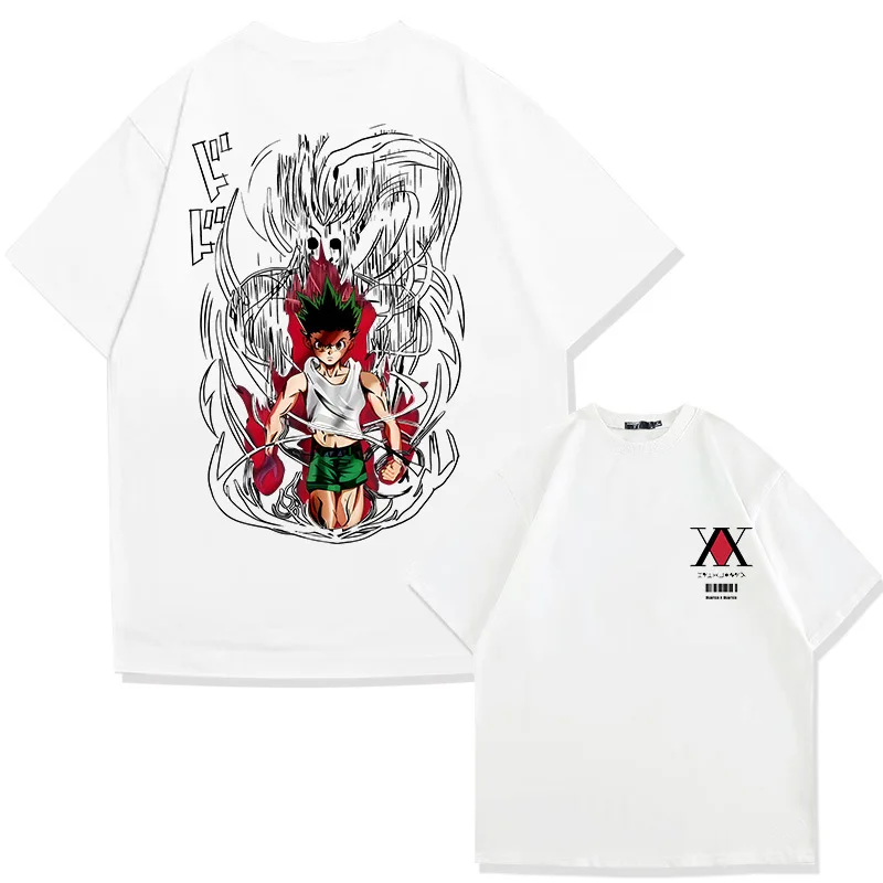 anime japonais chasseur à temps plein 100% coton t shirt à manches courtes hommes et femmes marque de mode d'été haut à manches courtes anime japonais chasseur à temps plein 100% coton t shirt à manches courtes hommes et femmes marque de mode d'été haut à manches courtes