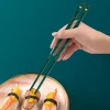 ensemble de baguettes alimentaires coréennes, bâtonnets à sushi, baguettes non aldes, baguettes de service pour hôtel et restaurant, vert et or, 5 paires