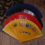 Éventail pliant en bois espagnol, 1 pièce, pour danse, impression, éventail pliant à main, décoration de maison, ornements artisanaux, Fans portables, cadeaux pour invités