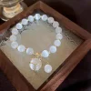 bracelet de perles opale pour femmes, élégant, pendentif chat porte bonheur, réglable, à la mode, bijoux d'amitié, cadeaux, nouvelle collection