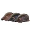 Béret de Style britannique pour hommes, chapeau de conduite réglable et décontracté, casquette plate en cuir à visière avant