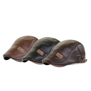 Béret de Style britannique pour hommes, chapeau de conduite réglable et décontracté, casquette plate en cuir à visière avant
