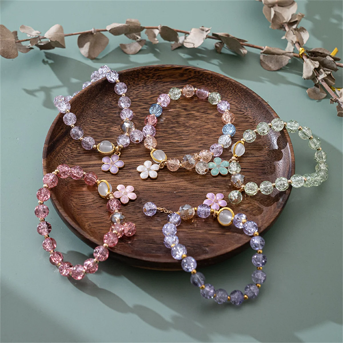bracelets bohème tendance avec pendentif en perles de cristal colorées pour femmes, bijoux de fête de mariage en fleurs de cerisier bracelets bohème tendance avec pendentif en perles de cristal colorées pour femmes, bijoux de fête de mariage en fleurs de cerisier