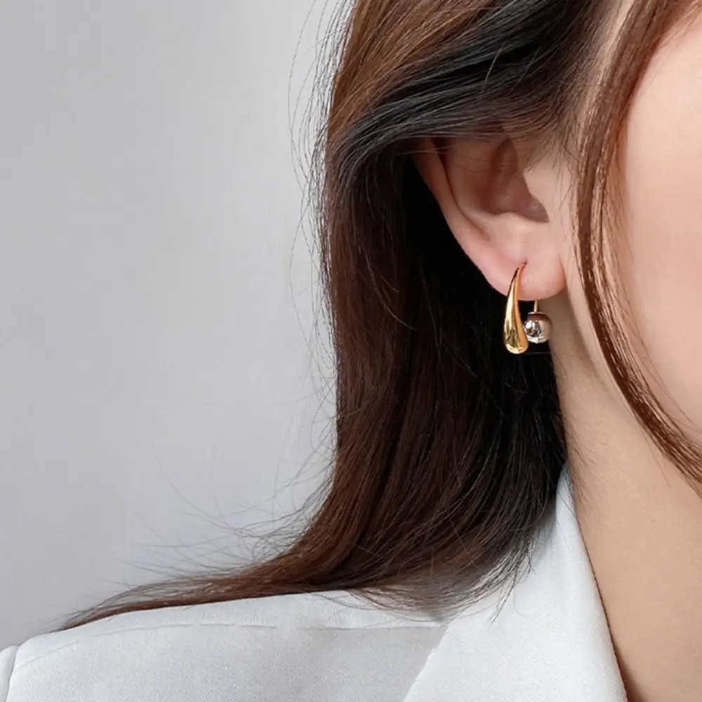 bijoux élégants pour filles, géométrie rétro, accessoires de style coréen, goutte d'eau, boule ronde, boucles d'oreilles en métal bijoux élégants pour filles, géométrie rétro, accessoires de style coréen, goutte d'eau, boule ronde, boucles d'oreilles en métal