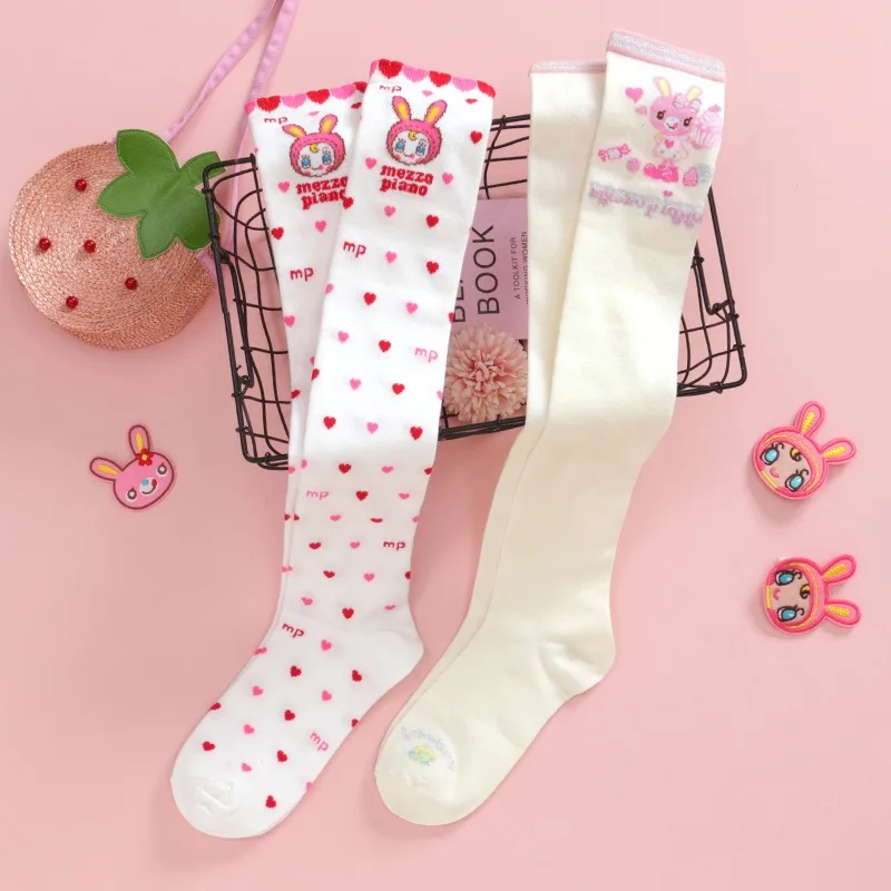 chaussettes japonaises longues en dentelle pour enfants, dessin animé, amour, petit lapin, longueur au genou, leggings pour filles, bas pour bébé chaussettes japonaises longues en dentelle pour enfants, dessin animé, amour, petit lapin, longueur au genou, leggings pour filles, bas pour bébé