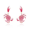 boucles d'oreilles en forme de crabe pour femmes, accessoire de vacances sur la plage, océan, émail texturé simple, bijoux en forme de crabe, cadeaux de fête, boucles d'oreilles animaux, nouvelle collection 2025