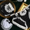 sous vêtements japonais en dentelle modal noir et blanc pour femmes, lingerie mignonne en coton, culotte sexy kawaii