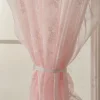 rideau floral en dentelle française, 2 pièces, élégant bord à volants, rideau de gaze rustique brodé, voile rétro pour chambre à coucher