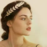 Rétro couleur or feuille bandeau casque couronne diadème coiffure tête bijoux mariée mariage cheveux accessoires