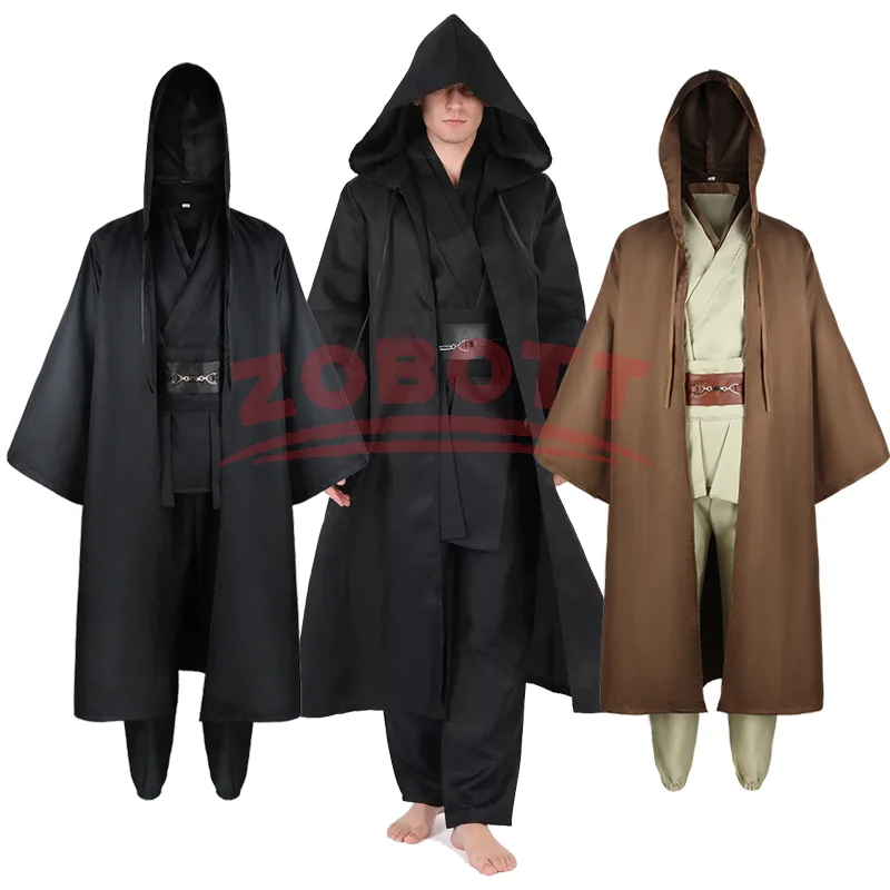 Obi Wan Kenobi Costume Jedi chevalier tunique vêtements Costume Robe cape à capuche uniforme ensemble complet adulte hommes Halloween Cosplay vêtements Obi Wan Kenobi Costume Jedi chevalier tunique vêtements Costume Robe cape à capuche uniforme ensemble complet adulte hommes Halloween Cosplay vêtements