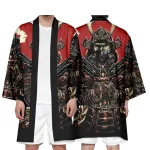 Kimono de samouraï traditionnel japonais pour hommes Yukata Harajuku noir rouge rétro samouraï Robe de jeu de rôle Cardigan couverture extérieure Kimono de samouraï traditionnel japonais pour hommes Yukata Harajuku noir rouge rétro samouraï Robe de jeu de rôle Cardigan couverture extérieure