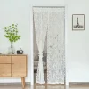 rideau en dentelle florale brodée romantique, bord ondulé, rideau transparent respirant, pour porte de fille