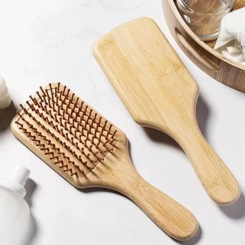 brosse à cheveux en bambou, peigne en bambou en bois naturel, brosse démêlante, peigne à dents larges et à queue pour cheveux épais/fins/bouclés/secs brosse à cheveux en bambou, peigne en bambou en bois naturel, brosse démêlante, peigne à dents larges et à queue pour cheveux épais/fins/bouclés/secs